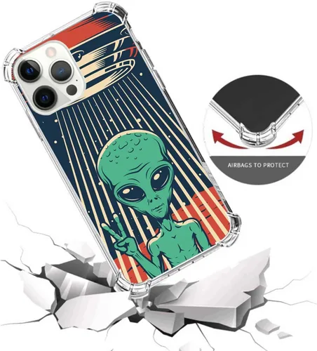 Vista 2 de Hippie Alien UFO - Funda para teléfono compatible con iPhone 14 Pro Max, funda psicodélica psicodélica de planeta alienígena para adolescentes