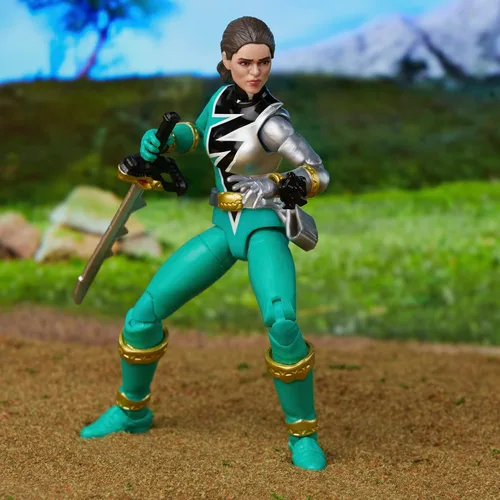 Vista 4 de Power Rangers Lightning Collection Dino Fury Green Ranger - Figura de acción a escala de 6 pulgadas, juguetes y figuras de acción para niños a