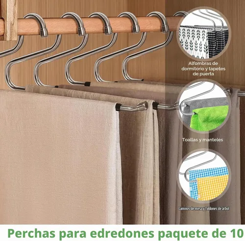 Vista 2 de Perchas para colchas, paquetes de 10 perchas resistentes para edredones, edredones, manteles, toallas (ancho extendido: 16.5 pulgadas)