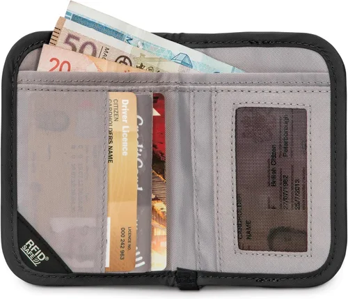 Vista 6 de PacSafe Rfidsafe V50 Cartera compacta, bayas de Goji, Negro -, Rfidsafe V50 Cartera compacta antirrobo con bloqueo RFID