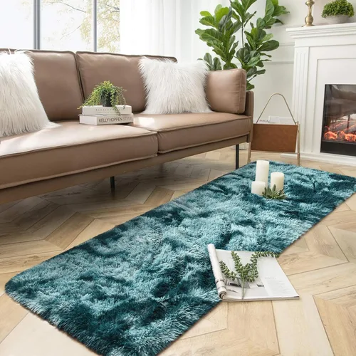 Vista 58 de DweIke Alfombras de pasillo beige esponjosas para dormitorio, 2 x 6 pies, alfombra larga de felpa suave para niñas y niños, antideslizante y lavable