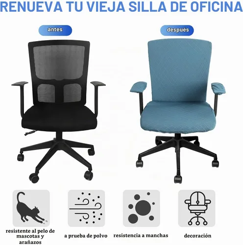 Vista 3 de Tallew Juego de 4 Fundas para Silla de Oficina, Fundas Universales Elásticas para Computadora, Fundas Estiras para Asiento de Silla, Fundas