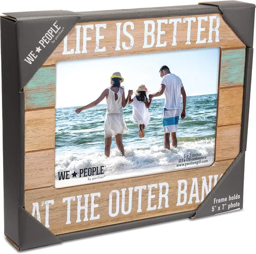 Vista 6 de Pavilion Gift Company - 67478 Marco de fotos autoportante de 5 x 7 pulgadas, la vida es mejor en The Outer Banks, 5 x 7, color marrón