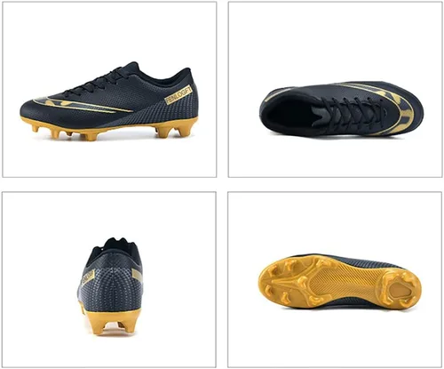Vista 2 de Tacos de fútbol bajos de cuero, de grado profesional con cordones, ideales para entrenamiento y competición en terreno firme y césped, unisex