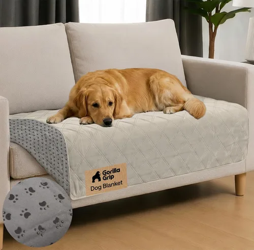 Vista 15 de GORILLA GRIP® Manta impermeable para perro, funda de sofá a prueba de fugas para perros, parte trasera de agarre de silicona, protege el sofá