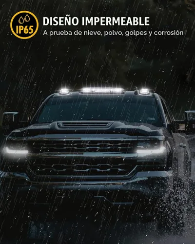 Vista 4 de Partsam 3 piezas de lente de cubierta ahumada blanca 30 LED marcador de cabina de techo + paquete de cables compatibles con Silverado/Sierra 1500