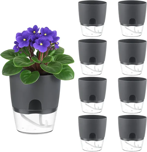 Vista 11 de Macetas de riego automático para plantas de interior, macetas para exteriores, paquete de 3 macetas de riego automático de 6 pulgadas, macetas