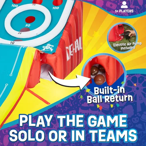Vista 7 de Flybar FunPark - Juego inflable gigante de 11 pies, juegos de patio trasero al aire libre para niños y adultos, 4 bolas y bomba de aire eléctrica