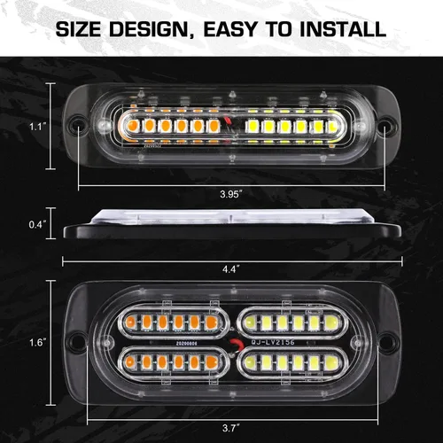 Vista 8 de 12 luces estroboscópicas intermitentes con función de sincronización, para montaje en superficie, luces de emergencia, de advertencia