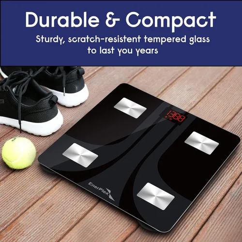 Vista 5 de EnerPlex - Báscula para peso corporal: compatible con Bluetooth, báscula de baño digital precisa para pesaje y entrenamiento en casa con analizador