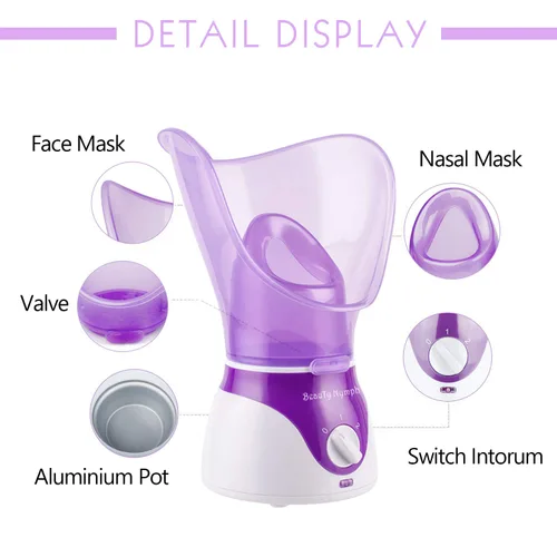 Vista 5 de Vaporizador facial, BeauTy Nymph - Vaporizador facial sauna spa en casa para abrir poros y extraer puntos negros, rejuvenece e hidrata tu piel