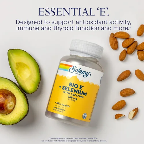 Vista 3 de SOLARAY Bio Vitamina E con selenio - Suplemento de vitamina E y selenio, apoyo para la salud de la piel y el corazón para hombres y mujeres, 268 mg