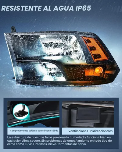 Vista 5 de Nilight Conjunto de faros delanteros 2009 2010 2011 2012 2013 2014 2015 2016 2017 2018 Ram 1500 2500 3500 Pickup Quad Conjunto de faros de repuesto