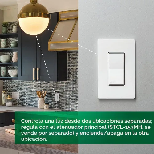 Vista 3 de Lutron Sunnata Interruptor accesorio de encendido/apagado, solo para uso con reguladores LED+ Sunnata, ST-AS-BL, Negro