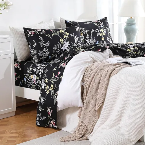 Vista 70 de Bedlifes Juego de sábanas refrescantes de 3 piezas tamaño individual con mezcla de rayón derivado de bambú, suave y transpirable, bolsillo profundo