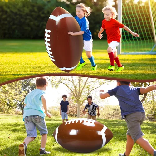 Vista 4 de Leyndo Juego de fútbol inflable gigante de 2 piezas, fútbol inflable gigante de 36.6 pulgadas y poste de portería inflable de 54.3 pulgadas