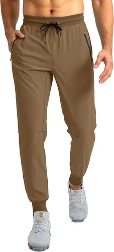 Vista 2 de Pudolla Men's Lightweight Jogger Pants Workout Gym Running Pants with Zipper Pockets for Athletic Casual