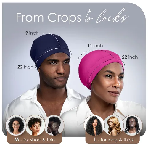 Vista 6 de CAPLORD - Gorro de satén con forro para dormir, de bambú, para cabello natural erizado, para mujeres y hombres