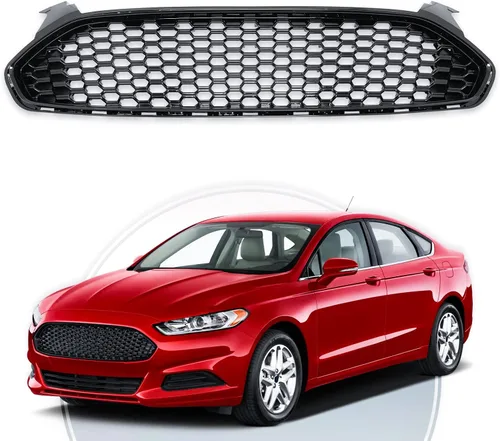 Vista 7 de Parrilla para parachoques delantero inferior, ajuste para Ford Fusion/Mondeo 2013-2016, estilo Mustang, color negro cromado