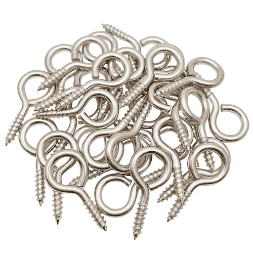 Vista 7 de Ganchos de tornillo de metal pequeños de 1 pulgada 100 piezas tornillos de anillo sujetadores herramientas de hardware negro