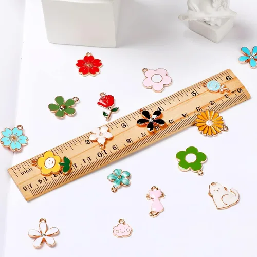 Vista 3 de MARFOREVER 120 dijes de flores de primavera y verano para hacer joyas