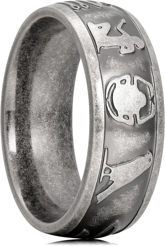 Vista 38 de King Will Anillo de carburo de tungsteno para hombre, banda de boda con diseño estriado, 6/7/8mm de ancho, acabado cepillado/pulido, anillos para 6mm