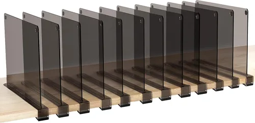 Vista 43 de HBlife 6 separadores de estantes negros, organizador vertical de bolso para armario, perfecto para suéteres, camisas, bolsos en el dormitorio