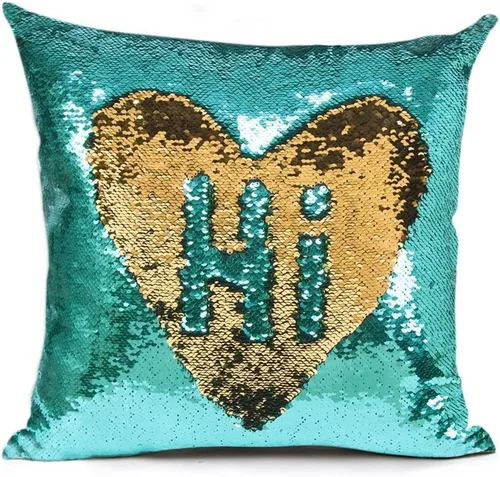Vista 12 de MOCOFO Fundas de almohada decorativas de lentejuelas mágicas reversibles 16x16-2 de plata a oro + 2 de oro a negro de ante premium para habitación 4