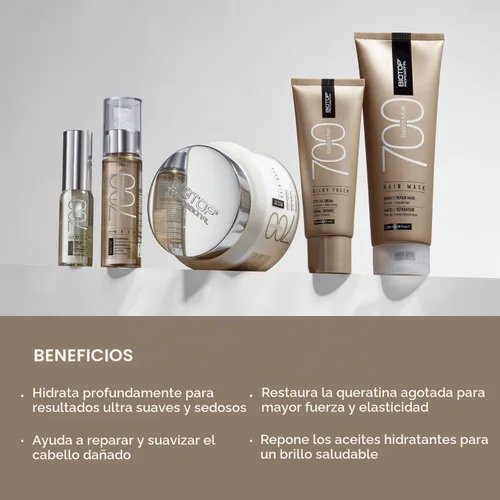 Vista 4 de Biotop Professional 700 Keratin + Kale Serum - Tratamiento protector térmico y reparación del cabello para cabello encrespado + dañado - Suavizar