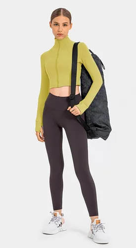 Vista 4 de KTILG Chaquetas ligeras de entrenamiento para mujer, con cremallera, deportes, correr, con agujeros para el pulgar, para entrenamiento atlético
