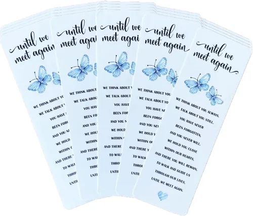 Vista 4 de Marcadores de ángel con poema de condolencia, recuerdos funerarios para invitados, juego a granel de 20 unidades, entrega en celebración de la vida