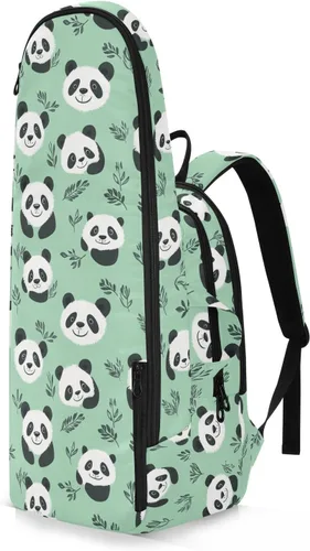 Vista 2 de Mochila de tenis de bádminton con diseño de pandas, color verde menta, sin costuras, con capacidad para 2 raquetas para mujeres y hombres, maleta