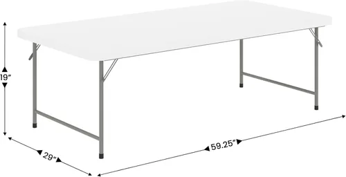 Vista 2 de EMMA + OLIVER Mesa de actividades plegable de plástico blanco granito para niños de 4.93 pies - Mesa de juego