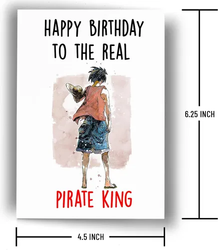 Vista 3 de Tarjeta de cumpleaños The Real Pirate King Tarjeta de felicitación de anime Regalos de anime Regalo de cumpleaños para fanáticos del anime