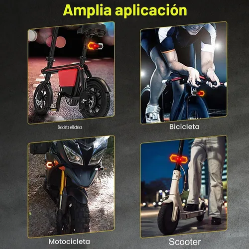 Vista 8 de Luz trasera de bicicleta con señal de giro, intermitentes de bicicleta delantera y trasera, luz trasera dividida para bicicleta 5 modos, recargable