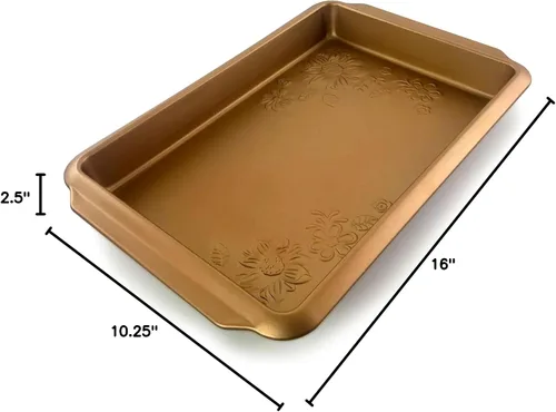 Vista 7 de Gibson Home Country Kitchen - Sartén para asar en relieve de acero al carbono de 19 pulgadas en cobre