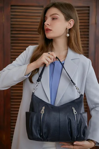 Vista 2 de HESHE Monederos de cuero genuino para mujer, bolso de hombro Hobo, bolso cruzado, bolsos de diseñador para damas