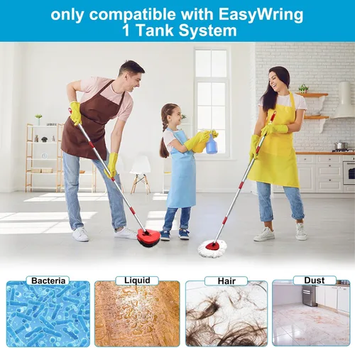 Vista 5 de Cabezal de trapeador giratorio y cepillo de repuesto para O Cedar EasyWring 1 tanque, color blanco 4 Microfiber Mop Refills, 1 Scrub Brush, 1