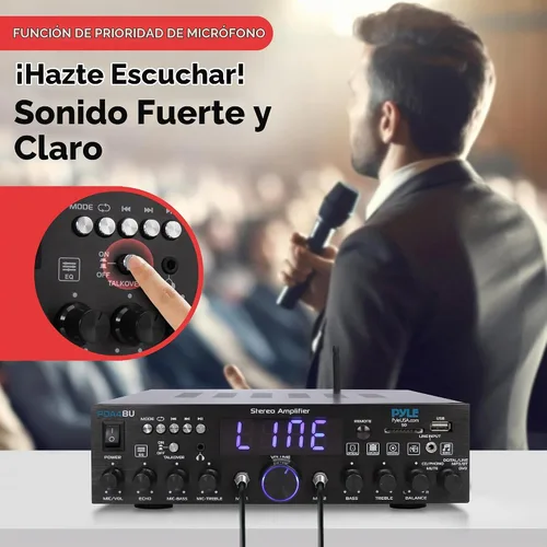 Vista 4 de Amplificador estéreo inalámbrico Bluetooth para el hogar, amplificador de potencia multicanal de 200 W, sistema receptor de audio para el hogar