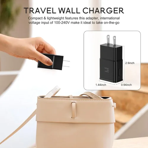 Vista 5 de Samsung Adaptador de carga rápida adaptable Bloque de carga rápida Enchufe de carga rápida para Samsung Galaxy S26/S26 Ultra/S25/S25 Ultra/S24/S24