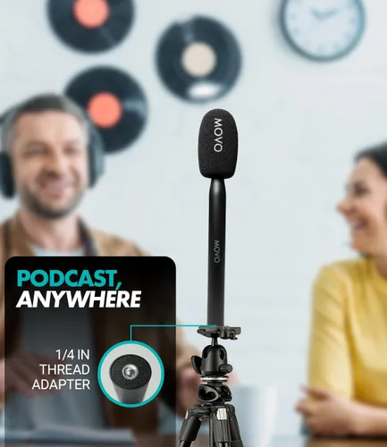 Vista 7 de Movo WMX-HM - Mango de micrófono para DJI Mic, Rode Wireless GO, Hollyland Lark y más - Mango de micrófono inalámbrico para entrevista - Adaptador