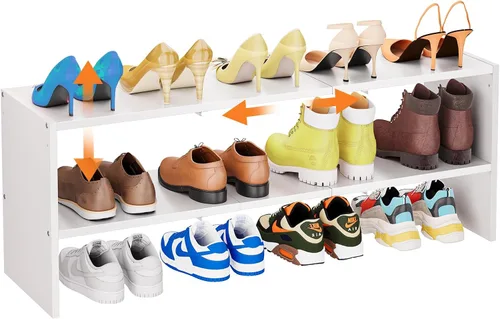 Vista 10 de X-cosrack - Organizador de zapatero de 2 niveles para armario, zapatero blanco expandible y ajustable, estantes de almacenamiento de zapatos
