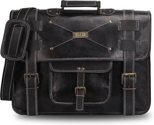 Vista 3 de Spacious Leather Laptop Briefcase for Men - Everyday Handmade Messenger Bag for 17 Inch Laptops