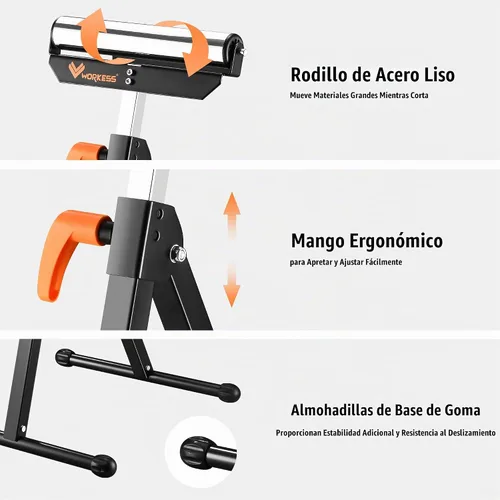 Vista 4 de Soporte de Rodillos Capacidad de Carga de 132 Libras, Paquete Doble WK-RS004T
