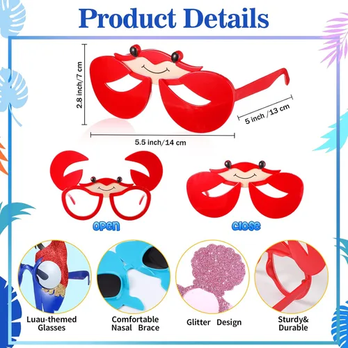Vista 3 de Xuhal 36 gafas de sol Luau para fiesta, divertidas gafas hawaianas, gafas de sol tropicales divertidas, decoraciones de playa, recuerdos de fiesta