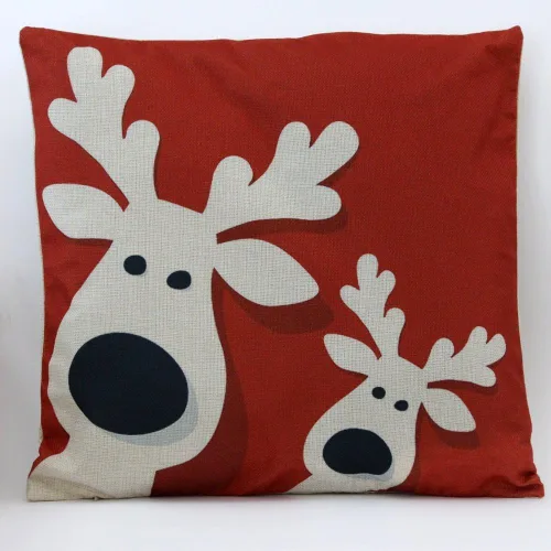 Vista 4 de Funda de cojín decorativa con diseño navideño para cama, niños, sofá de 18 x 18 pulgadas, diseño de ciervo dorado con nariz roja, sin relleno