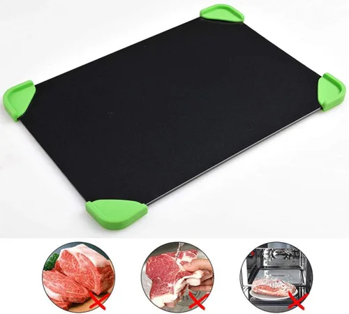 Vista 9 de Happyyami Alfombrilla de descongelación rápida, bandeja de descongelación rápida de aluminio, placa de descongelación rápida, descongelador de carne