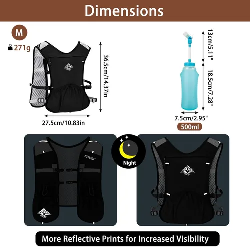 Vista 6 de Running Hydration Vest for Women Men - Waterproof Running Water Backpack Hydration Pack with 12 Pockets, Lightweight Water Vest for Hiking Trail