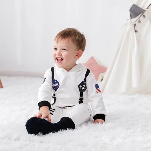 Vista 3 de FANCYINN Disfraz de astronauta de Halloween para bebé, traje espacial para bebé, novedad para cosplay, mameluco de 3 a 24 meses