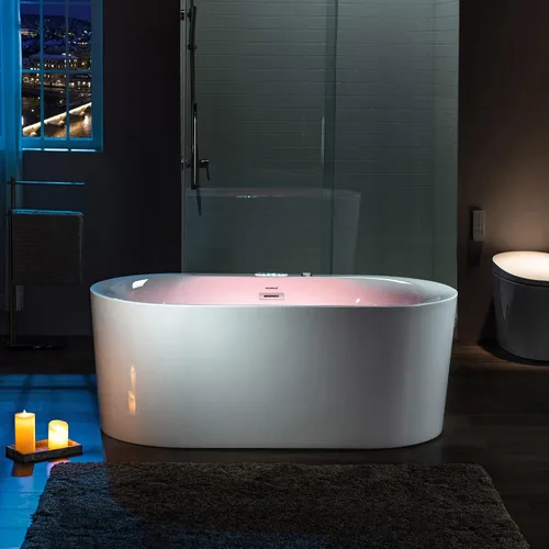 Vista 2 de WOODBRIDGE 59" × 31-1/2" Hidromasaje compacto y aire, bañera de remojo climatizada Whirlpool & Air Bubble Jets (16 Jets), Adjustable Air Blower